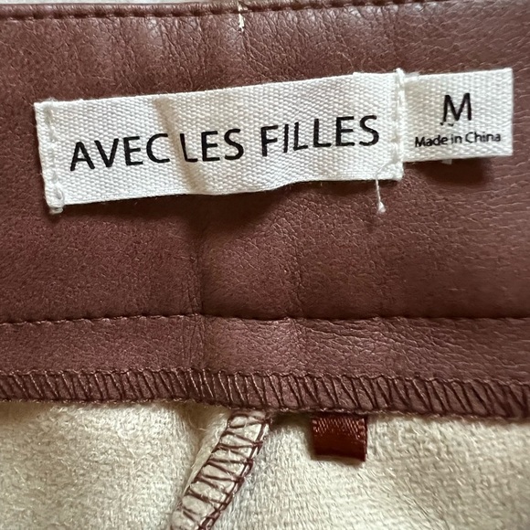 Avec Les Filles faux brown leather flare pants sz M NWOT hippie boho - Picture 3 of 8